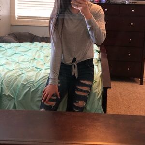 Grey cropped hoodie
